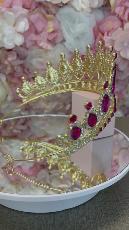 Gold and Fuchsia Quinceañera Crown