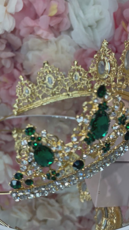 Quinceañera Crown Gold with Emerald