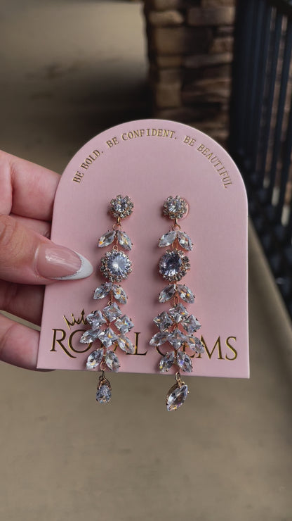 Gold with Silver Rhinestone Earrings