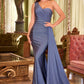 The Paula Stretch One Shoulder Satin Gown
