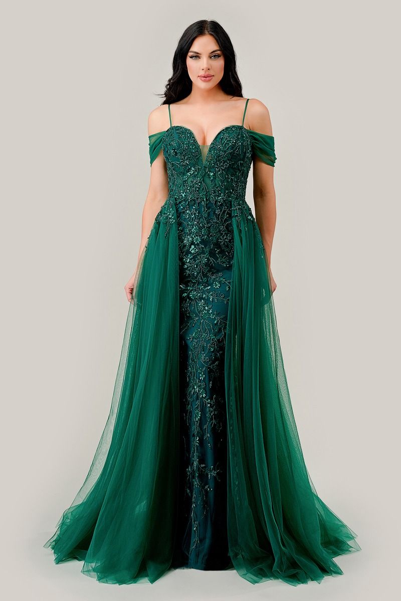 The Roberta Embellished Off the Shoulder Fitted Gown