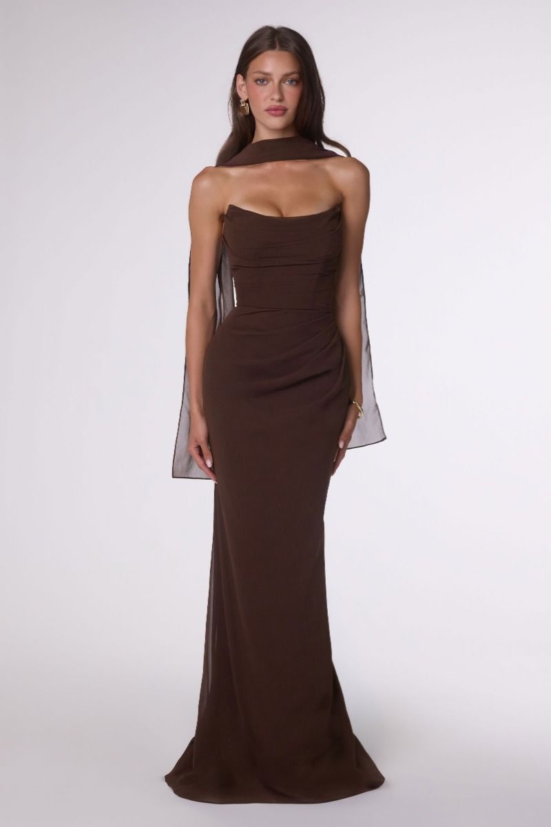 The Isabella Strapless Chiffon Dress