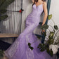Glitter Printed Mermaid Gown