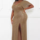 Mocha Sequin Maxi Plus Size Dress