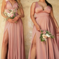 Veronica Satin A-Line V-Neck Bridesmaids Dress