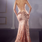 Joanna Fitted Sequin Gown with Open Back